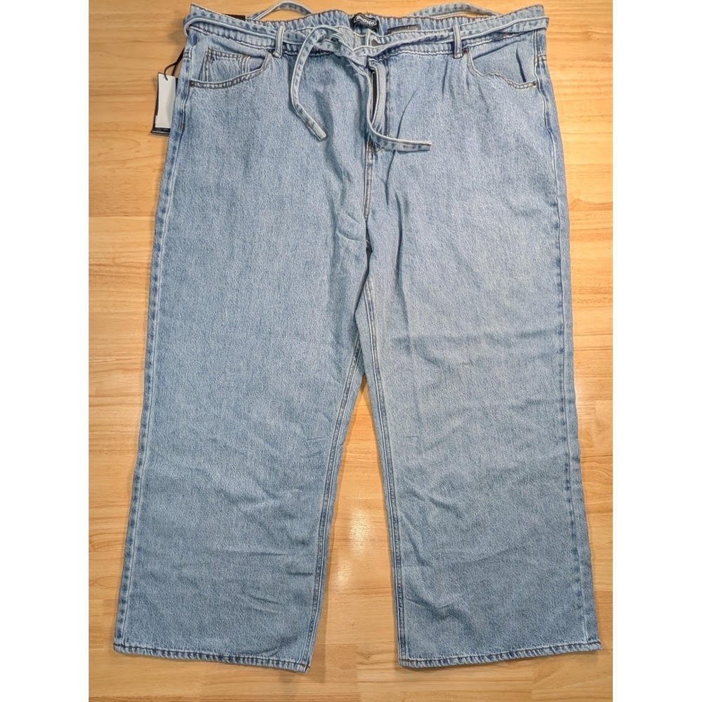 Buffalo Jeans Womens 22 Wide Leg Belted Jean Light Wash High Rise NEW